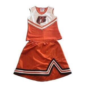 Teamwork Orange Black  White Cheerleading Ruff Rders Top 2XS 22-24 skirt S 20-22